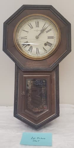 Vintage 1920s Seikosha Octagon Drop Regulator Wall Clock Japan Schoolhouse Style - Image 1