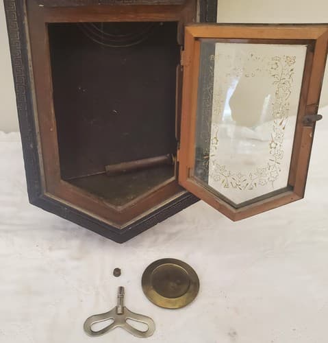 Vintage 1920s Seikosha Octagon Drop Regulator Wall Clock Japan Schoolhouse Style - Thumbnail 5