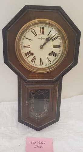 Vintage 1920s Seikosha Octagon Drop Regulator Wall Clock Japan Schoolhouse Style - Thumbnail 9