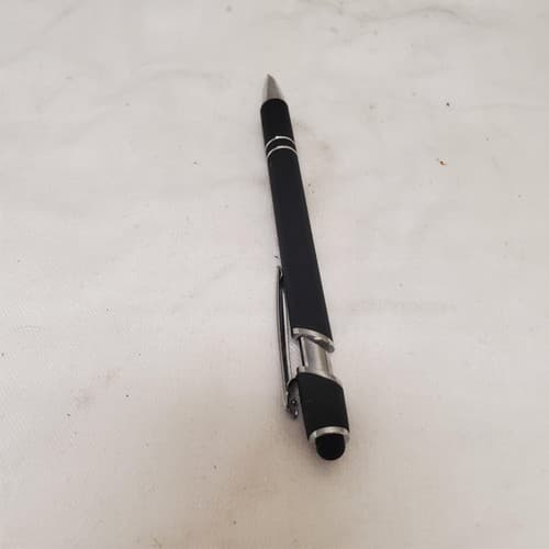 Black Misprint Metal Retractable Soft Touch Stylus Pen with Stop Talking Print - Thumbnail 4