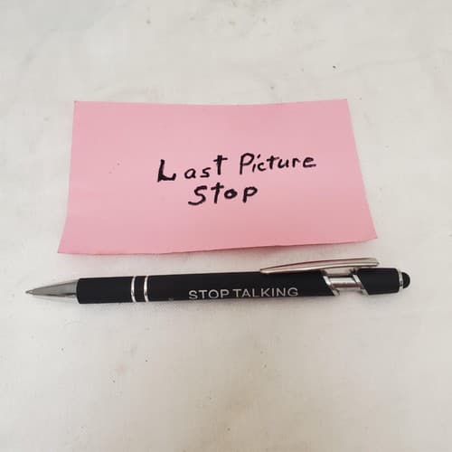 Black Misprint Metal Retractable Soft Touch Stylus Pen with Stop Talking Print - Thumbnail 5