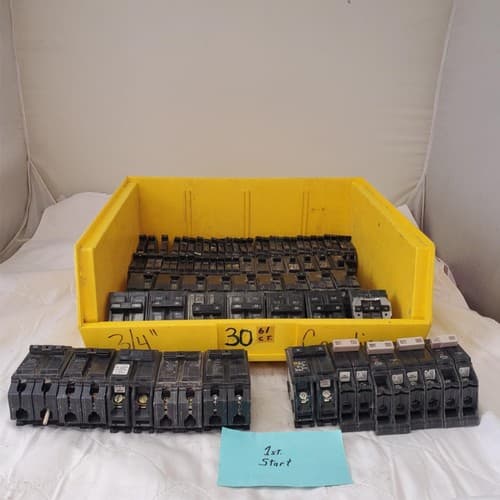 Large Lot of 61 Used Circuit Breakers Assorted #30 - Image 1