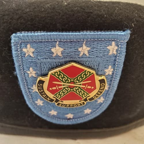 DSCP Garrison Collection Black Wool Beret Hat Cap w/ Serve the Warrior Pin - Thumbnail 2