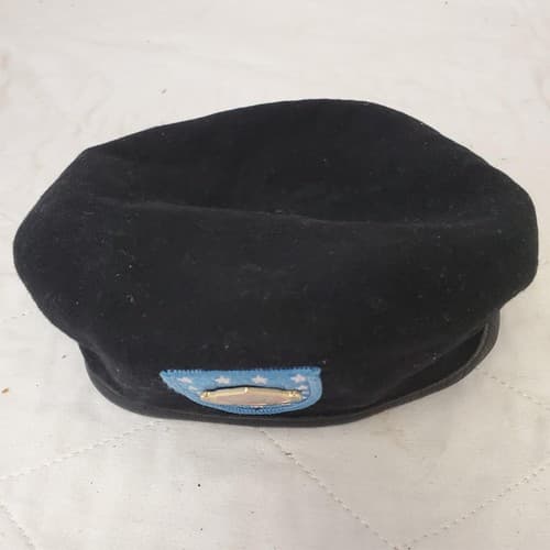 DSCP Garrison Collection Black Wool Beret Hat Cap w/ Serve the Warrior Pin - Thumbnail 3