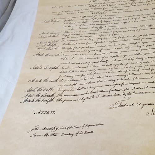 Bill of Rights Poster on Hand-Finished Antiqued Parchment Paper - Thumbnail 5