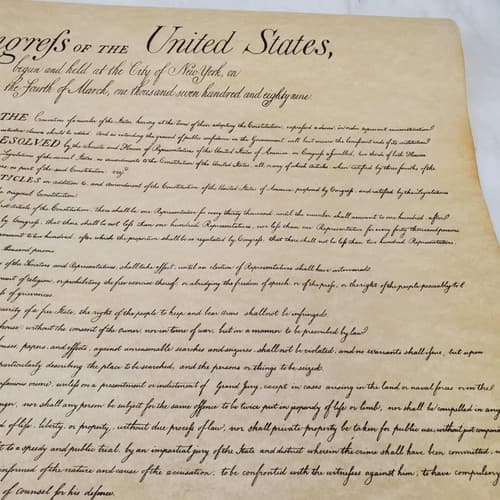 Bill of Rights Poster on Hand-Finished Antiqued Parchment Paper - Thumbnail 7