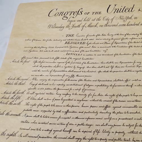 Bill of Rights Poster on Hand-Finished Antiqued Parchment Paper - Thumbnail 6