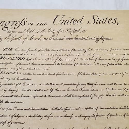 Bill of Rights Poster on Hand-Finished Antiqued Parchment Paper - Thumbnail 14