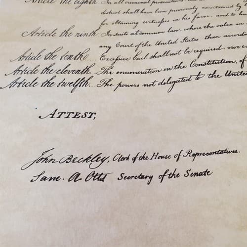 Bill of Rights Poster on Hand-Finished Antiqued Parchment Paper - Thumbnail 12