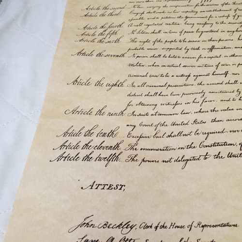 Bill of Rights Poster on Hand-Finished Antiqued Parchment Paper - Thumbnail 16