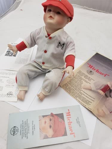 Knowles Michael Baseball Porcelain Doll Yolanda's Picture Perfect Babies - Thumbnail 4
