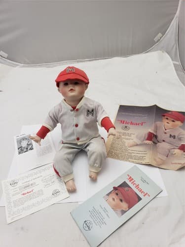 Knowles Michael Baseball Porcelain Doll Yolanda's Picture Perfect Babies - Image 1