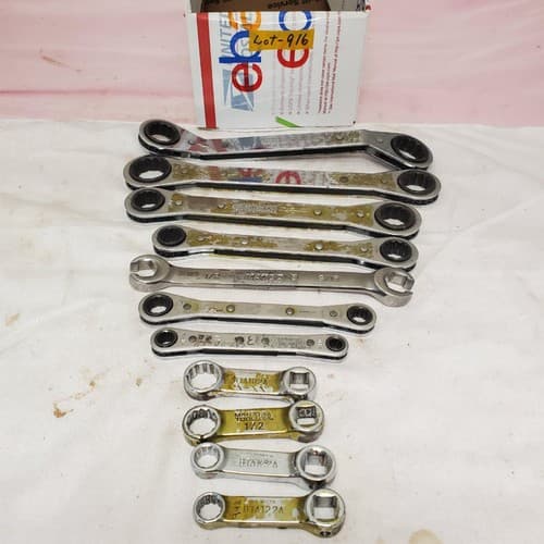 Lot of 11 Assorted Ratcheting Box End Wrench Set LOT-916 - Image 1