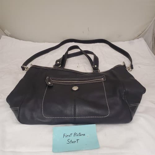 Coach Black Leather with Patent Leather Trim and Bright Blue Liner - Image 1