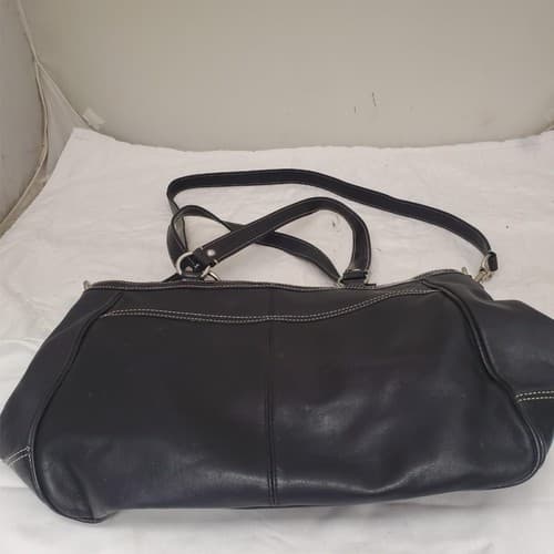 Coach Black Leather with Patent Leather Trim and Bright Blue Liner - Thumbnail 8