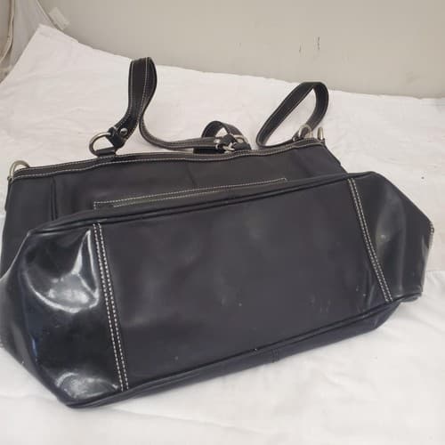 Coach Black Leather with Patent Leather Trim and Bright Blue Liner - Thumbnail 9