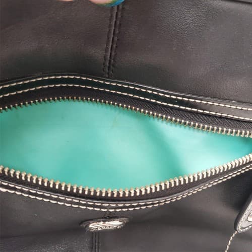 Coach Black Leather with Patent Leather Trim and Bright Blue Liner - Thumbnail 10