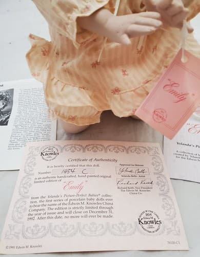 Edwin M. Knowles Emily Picture Perfect Babies Porcelain Doll by Yolanda Bello - Thumbnail 2