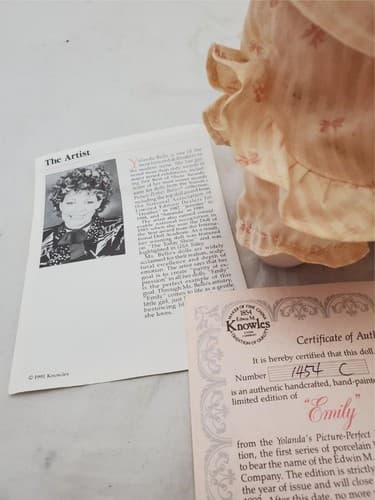 Edwin M. Knowles Emily Picture Perfect Babies Porcelain Doll by Yolanda Bello - Thumbnail 4