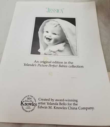 Edwin M Knowles Picture Perfect Babies Jessica Porcelain Doll by Yolanda Bello - Thumbnail 6