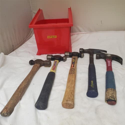Lot of 5 Assorted Ball Peen & Claw Hammers LOT-621 - Image 1