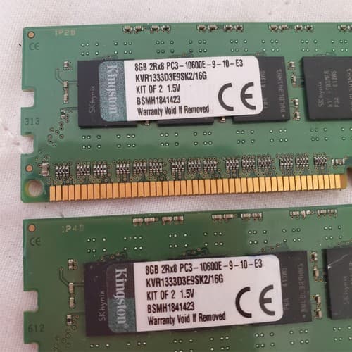 Lot of 2 KingSton 16GB KVR1333D3E9SK2 Micron 8GB PC3-10600E-9-10-E3 Memory RAM - Thumbnail 4