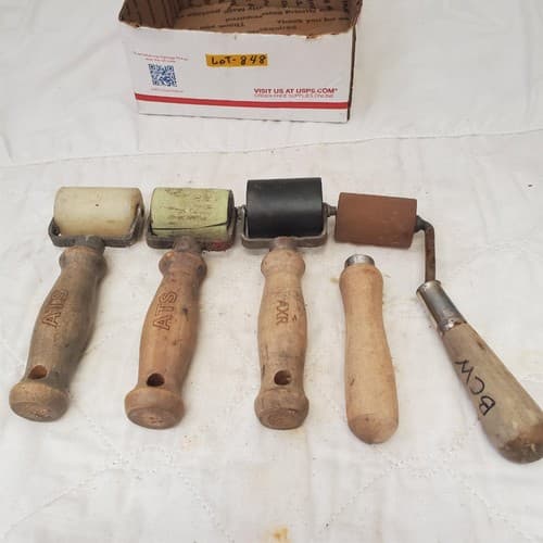 Lot of 5 Assorted Wooden Handle Seam Brayers Rollers LOT-848 - Image 1