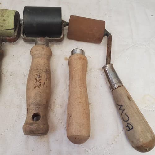 Lot of 5 Assorted Wooden Handle Seam Brayers Rollers LOT-848 - Thumbnail 5