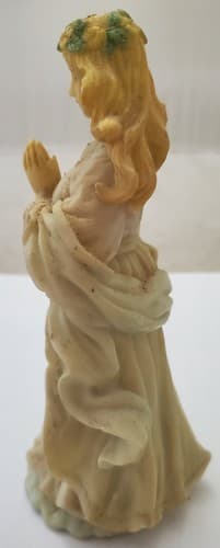Vintage Home Decor Figurine Praying Angel With Flower Statue - Thumbnail 2