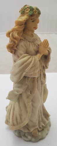 Vintage Home Decor Figurine Praying Angel With Flower Statue - Thumbnail 4