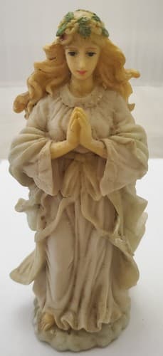 Vintage Home Decor Figurine Praying Angel With Flower Statue - Image 1
