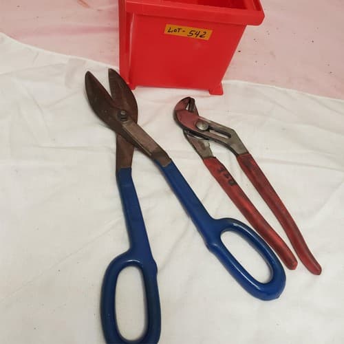 Lot of 2 Tin Snips and Adjustable Tongue Groove Pliers Set LOT-542 - Thumbnail 6