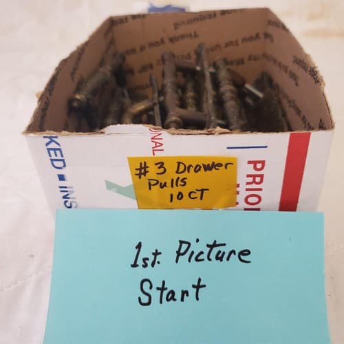 Lot of 10 Vintage Brass Amerock Carriage Cabinet Drawer Pulls w/ Back Plates #3 - Image 1