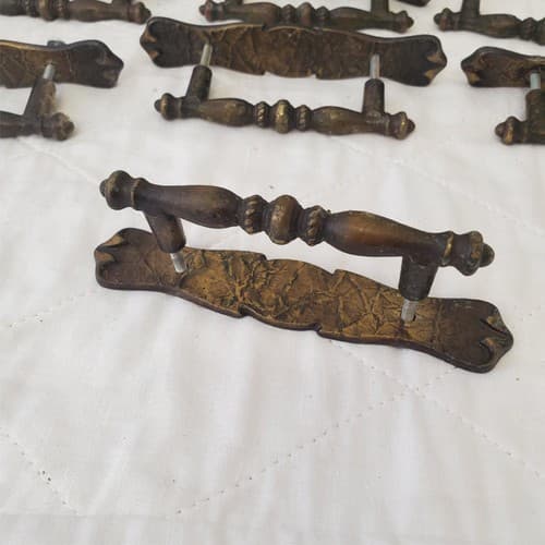 Lot of 10 Vintage Brass Amerock Carriage Cabinet Drawer Pulls w/ Back Plates #3 - Thumbnail 5