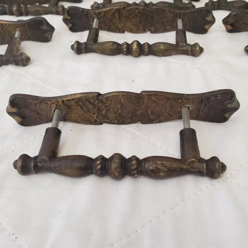 Lot of 10 Vintage Brass Amerock Carriage Cabinet Drawer Pulls w/ Back Plates #3 - Thumbnail 6