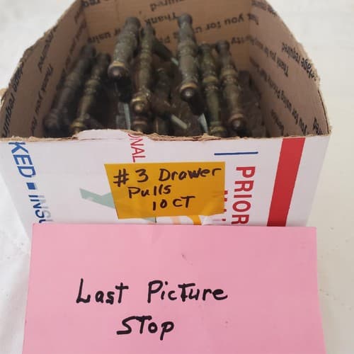 Lot of 10 Vintage Brass Amerock Carriage Cabinet Drawer Pulls w/ Back Plates #3 - Thumbnail 10