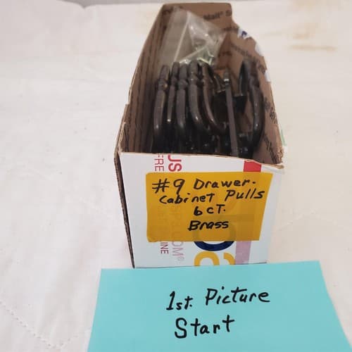 Lot of 6 Vintage Brass Drawer Pulls Bail Pull Swing Handle #9 - Image 1