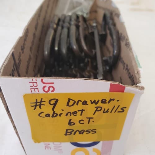 Lot of 6 Vintage Brass Drawer Pulls Bail Pull Swing Handle #9 - Thumbnail 2