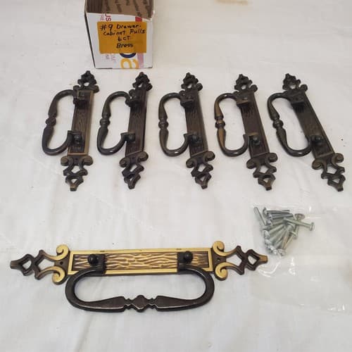 Lot of 6 Vintage Brass Drawer Pulls Bail Pull Swing Handle #9 - Thumbnail 7