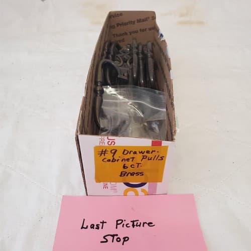 Lot of 6 Vintage Brass Drawer Pulls Bail Pull Swing Handle #9 - Thumbnail 8