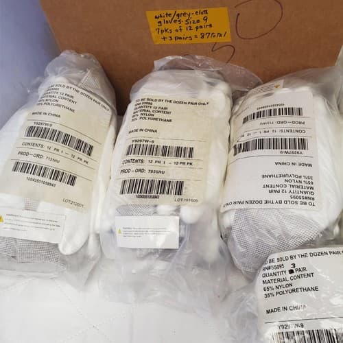 Lot of 87 Pairs FlexTech Assorted White & Grey Hand Gloves Size 9 - Thumbnail 3