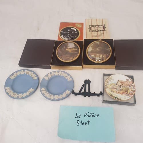 Lot of Assorted Wedgwood Queensware Plates & Miniature World of Peter Bates Post - Image 1
