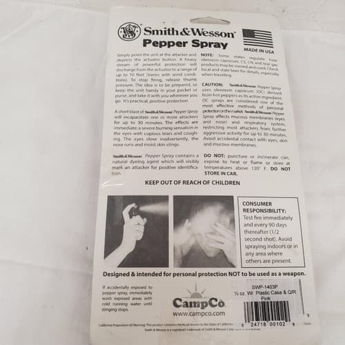 Smith & Wesson 1/2 oz Pepper Spray Plastic Case & Q/R Pink - Thumbnail 3