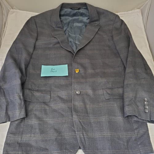 JOS A BANK Gray Cream Box Stripe Mens Wool Silk Blazer Sport Coat Jacket 43L - Image 1