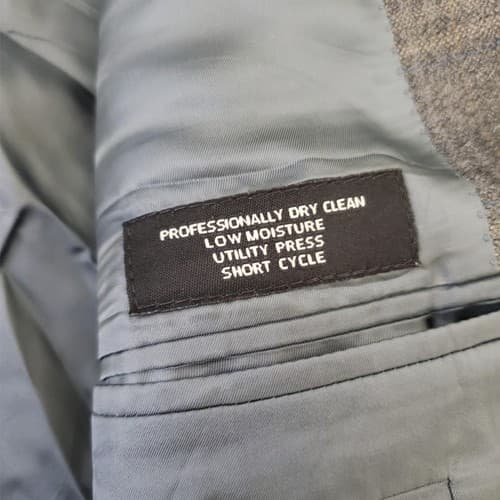 JOS A BANK Gray Cream Box Stripe Mens Wool Silk Blazer Sport Coat Jacket 43L - Thumbnail 6