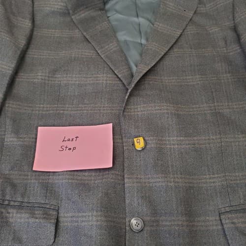 JOS A BANK Gray Cream Box Stripe Mens Wool Silk Blazer Sport Coat Jacket 43L - Thumbnail 8