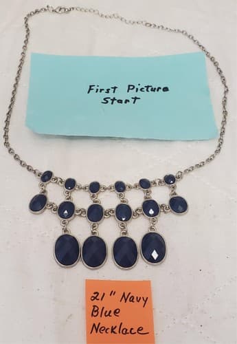 21" Navy Blue Stone Bib Necklace - Image 1