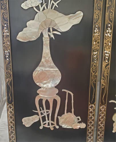 Pair Vintage Japanese laquer Wall Panels - Thumbnail 3