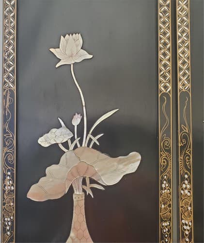 Pair Vintage Japanese laquer Wall Panels - Thumbnail 2