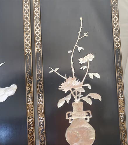 Pair Vintage Japanese laquer Wall Panels - Thumbnail 5